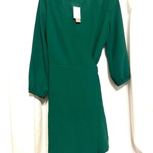 NWT J. crew Green Dress Size 8P. Wrap dress